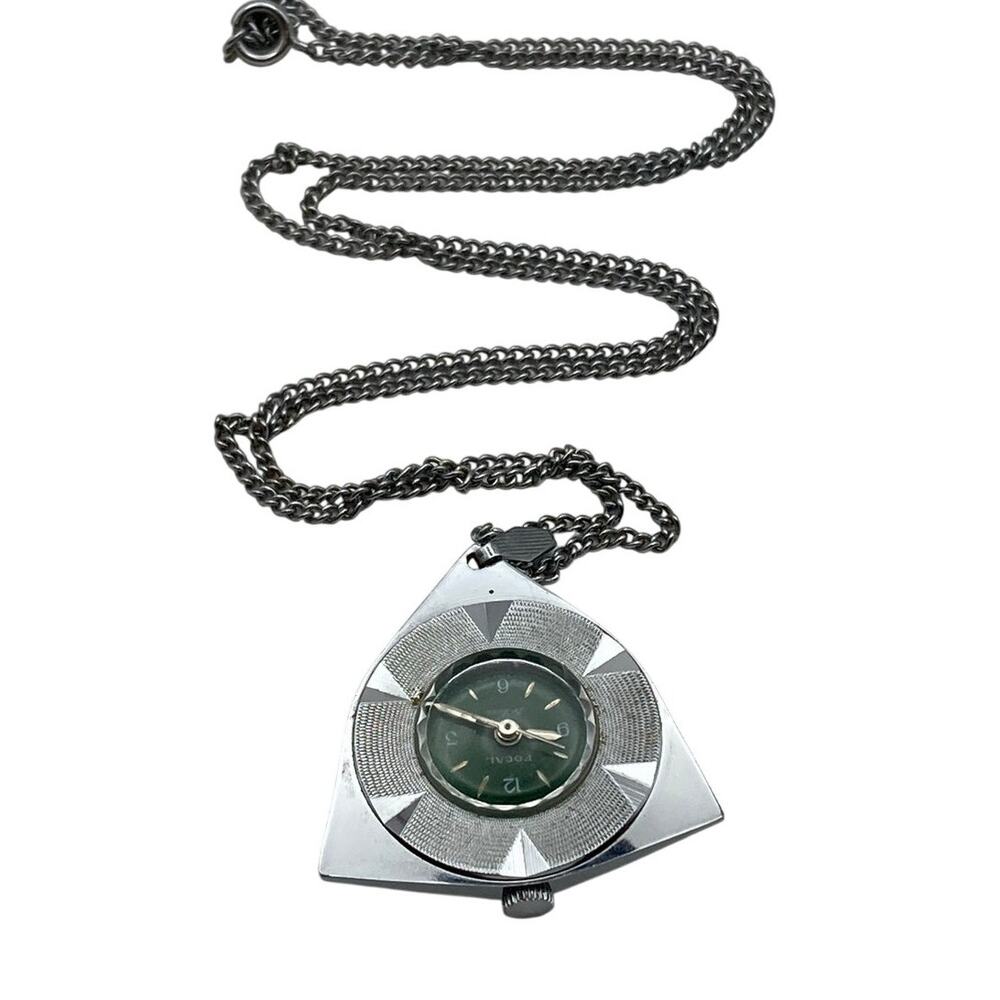 VTG Swiss Focal De Luxe Mechanical Women's Pendant Watch w/ Chain - Wind Up